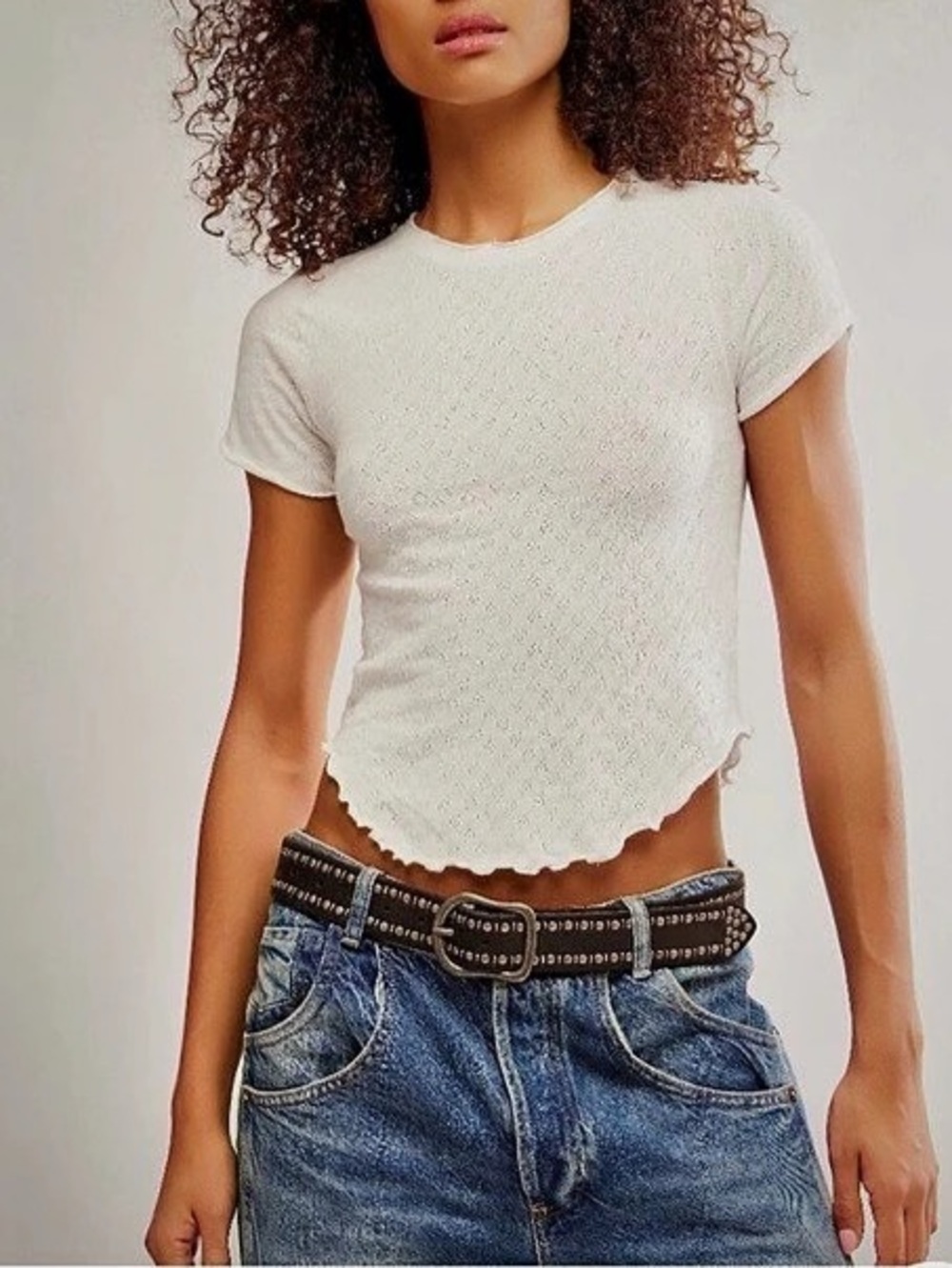 We The Free Be My Baby Pointelle Short-Sleeve Tee